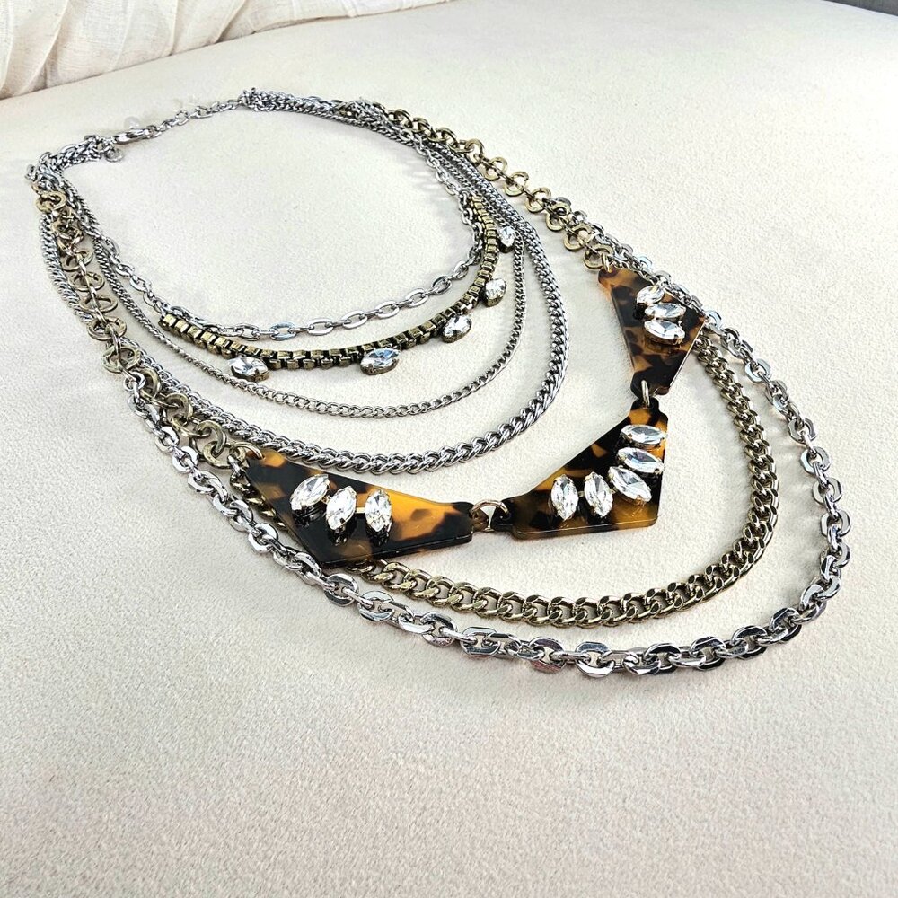 Express Multi-Strand Tortoise & Rhinestone Geomet… - image 6